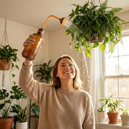 Watering Can for Seedlings, 15oz Plant Watering Can, Indoor Plant Watering Can, Flower Watering Can, Small Watering Can for Houseplants, Garden Flowers, Succulents(Brown) - color: Brown