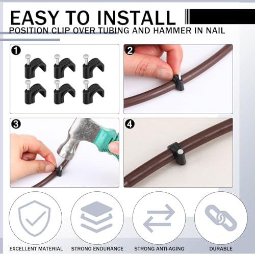 100 Pcs Drip Irrigation Tubing Mounting Clips, 1/4" and 3/8", Black - style: 1/4" and 3/8"
