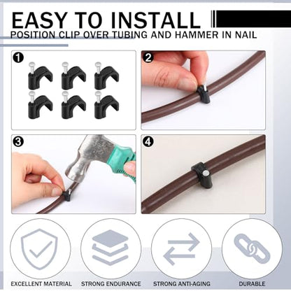 100 Pcs Drip Irrigation Tubing Mounting Clips, 1/4" and 3/8", Black - style: 1/4" and 3/8"