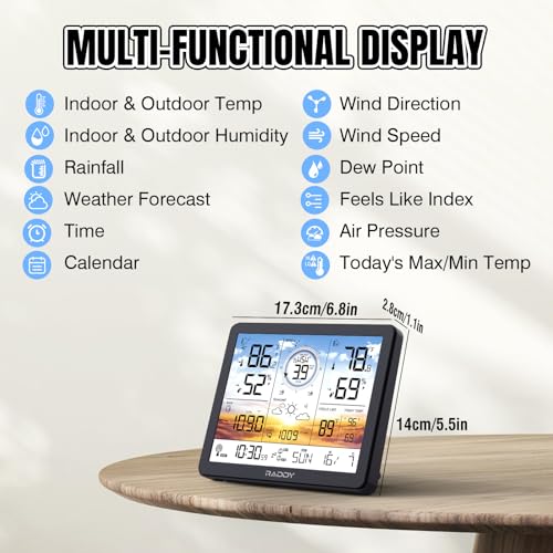 Raddy AG7 Wireless Weather Station, Color Display Atomic Clock - style: AG7