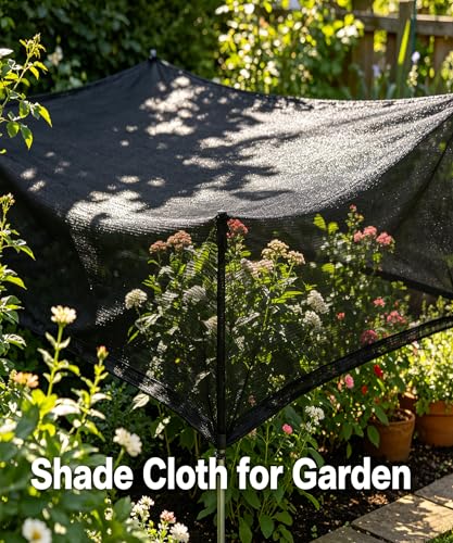 E.share 40%-50% Black Shade Cloth for Garden, 6x20FT Sun Block Mesh Tarp - size: 40%-6 FT x 20 FT
