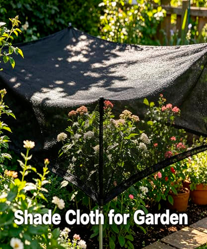 E.share 40%-50% Black Shade Cloth for Garden, 20x50FT Sun Block Mesh Tarp - size: 40%-20 FT x 50 FT