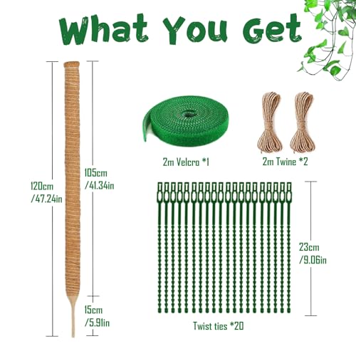 1 Pack 47.24 Inch Bendable Moss Pole for Monstera - size: 1 Pack- 120cm