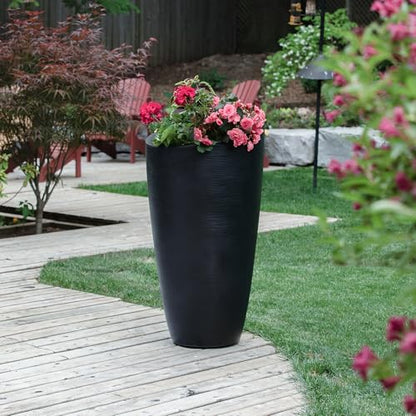 Mayne Modesto 42in Tall Round Modern Planter, Black - color: Black, size: 42 Inch