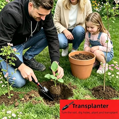 3-in-1 Garden Tool Set, Trowel, Transplanter & Cultivator,with Hang Hole,Ergonomic Handle and Comfort Grip,Rust Resistant Quenched Steel,Gardening Tools for Yard