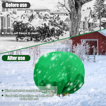 NNG 2PCS 9.7ft Dia. Round Winter Plant Covers Reusable Tree Freeze Protection with Drawstring Potted Plant Frost Blanket Outdoor Shrub Plant Cover for Winter Garden Potted Vegetable