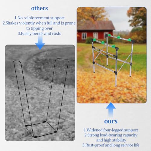 Foldable Leaf Bag Holder, 30-45 Gallon Stainless Steel Trash Bag Holder