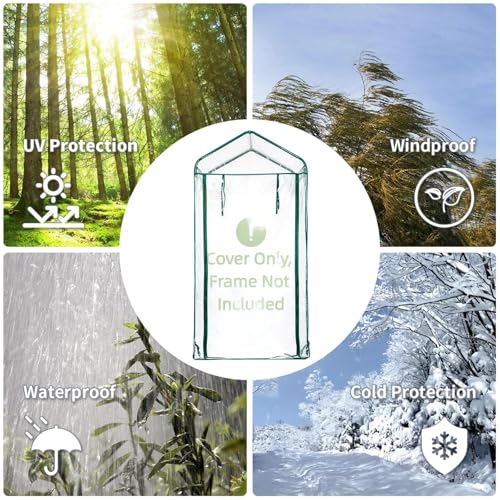 4 Tier Green House Cover - Replacement for Mini Greenhouse Plastic - 27" x19" x62" PVC Cover, Durable & Waterproof (Frame NOT Include)