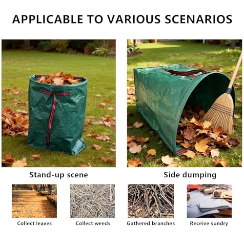 2-Pack 53 Gal Leaf Bags, Leaf Collector Reusable Yard Waste Bags