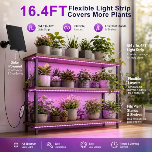 16.4FT Solar Grow Light Strip for Indoor Outdoor Plants