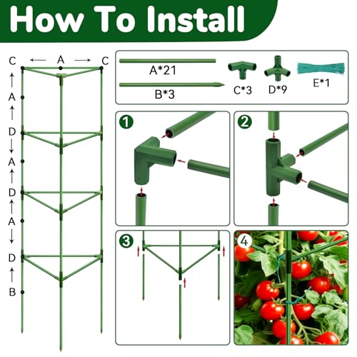 ZeeDix 65 Inch Heavy Duty Tall Tomato Cages for Garden 2 Pack - size: 65 Inch