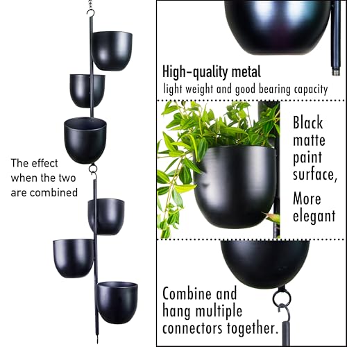 3-Tier Metal Hanging Planter with 6 Inch Oval Pots - Black Modern Triple Tiered Plant Hanger - Vertical Stackable Wall and Ceiling Mount Holder for Indoor and Houseplants - size: Triple-Tier
