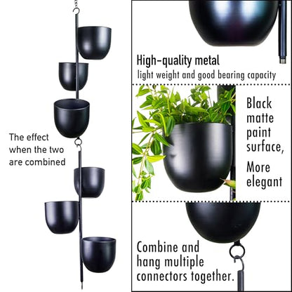 3-Tier Metal Hanging Planter with 6 Inch Oval Pots - Black Modern Triple Tiered Plant Hanger - Vertical Stackable Wall and Ceiling Mount Holder for Indoor and Houseplants - size: Triple-Tier