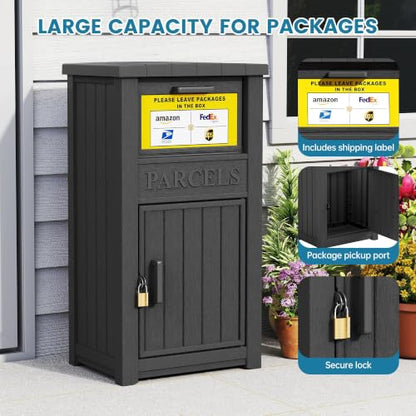 Package Delivery Box for Outside, Parcel Drop Box, Ink Black, 60 Gallon - color: Ink Black