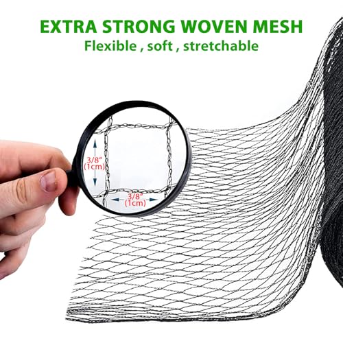 Bird Netting 3/8 Inch Mesh, 20 x 40 FT, HDPE, Rip-Resistant, Black - size: 20' x 40'