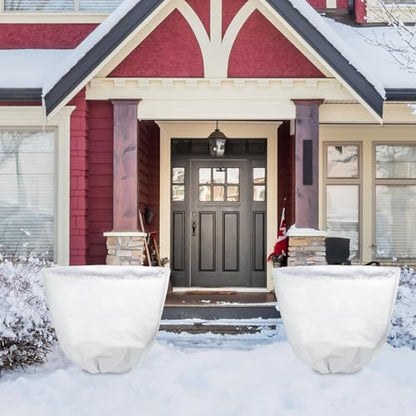 4 Pcs 39 x 39 in Winter Plant Covers Freeze Protection with Drawstring - color: white