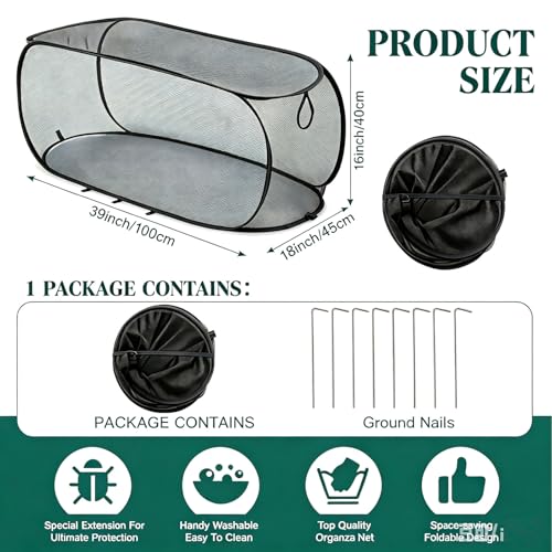 2 Pack Pop Up Garden Row Cover, 39x18x16 for Raised Beds - color: Black-1