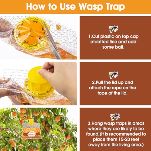 6 Pack Disposable Wasp Traps Outdoor Hanging Bags - size: 6 Pack