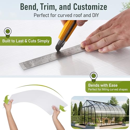 Bezseller 12 Pcs 5'x2' Polycarbonate Greenhouse Panels, Translucent White - color: Transparent, size: 0.32"丨12 Pcs