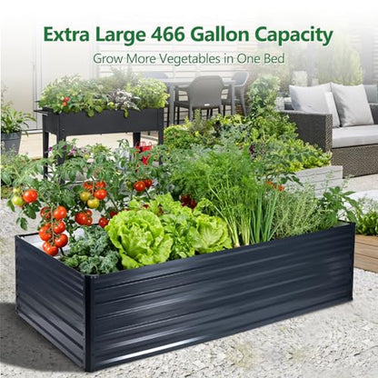 Galvalume Raised Garden Bed 8x4x1.95ft Tall Deep Planter Outdoor - size: 8x4x1.95 FT (1 PC)