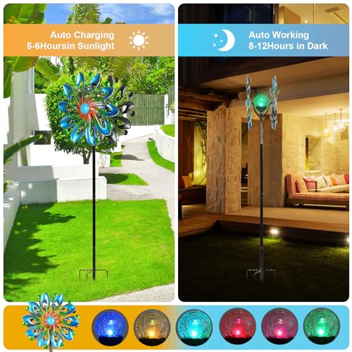 MLKNK Wind Spinners for Yard and Garden - Wind Sculptures & Spinners - size: navy blue