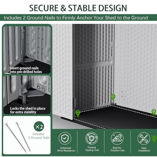 Outdoor Storage Shed, Resin Waterproof Storage Cabinet, Large Deck Box with Smooth-Opening Lid, UV Resistant & Windproof for Patio Garden Backyards, 21 Cu.Ft Dark Grey