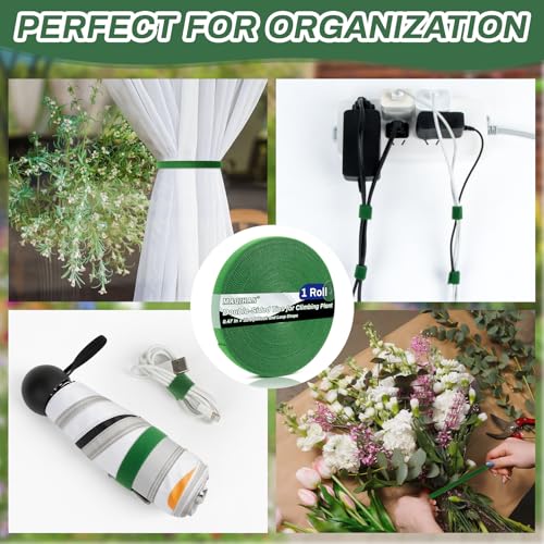 MAQIHAN Plant Tape for Climbing Plants - 32.8Ft 1/2" Reusable Garden Tape