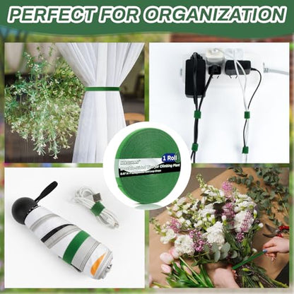 MAQIHAN Plant Tape for Climbing Plants - 32.8Ft 1/2" Reusable Garden Tape
