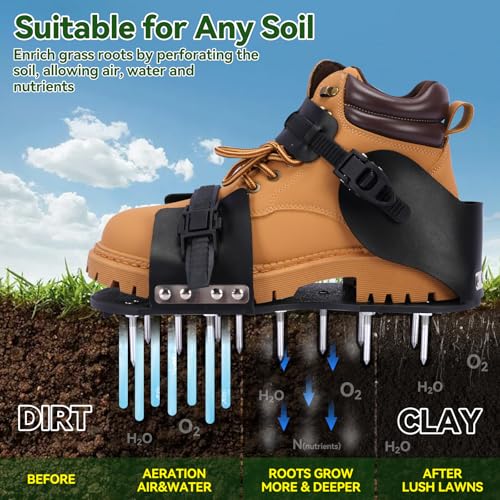 HFH Lawn Aerator Shoes with 1-3/4" Spikes, Wrench & Ratchet Buckles