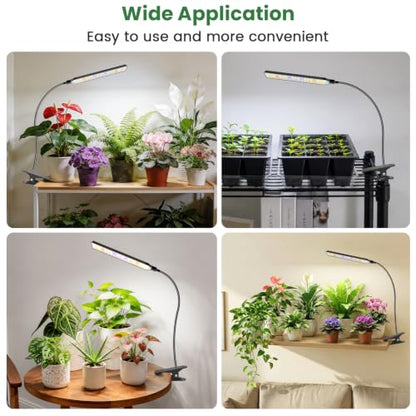 Kullsinss Clip-on Plant Lights for Indoor Growing, 57 LEDs 10W Grow Light - size: 1 Head-Black