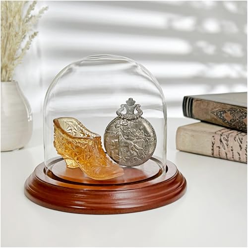 Plymor 4" x 4" Glass Display Dome Cloche (Walnut Veneer Base) - color: Walnut Veneer Base