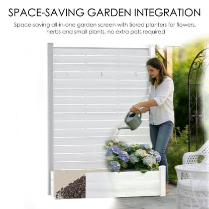 Kozyard Privacy Screen with Planter, 70" H x 51" W Outdoor Garden Screen - color: White
