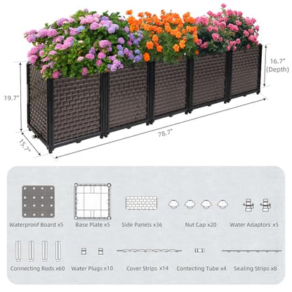 Large Planters for Outdoor Plants 20" Tall Planter Box, 78.7"L x 15.7"W - size: 78.7"(l) X 15.7"(w) X 19.7"(h)