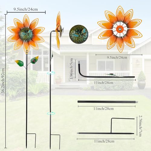 2 Pack Sunflower Wind Spinner, Sunflowers Pinwheels for Yard and Garden - color: Sunflowers