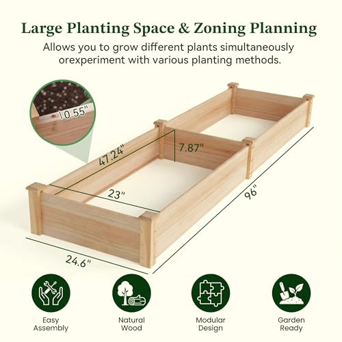 Raised Garden Bed Wooden Planter Box for Vegetables/Flowers, Wood - color: Natural Wood