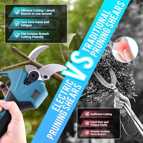 RYOJEGK 1.6" Brushless Electric Pruning Shears with 2x2.0Ah Battery