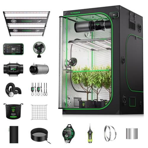 VIVOSUN 4x4 Pro Grow Tent Kit 550W Aerolight E42A+ Smart Control System - size: Plus 48" x 48" x 80"