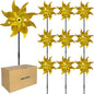 10 PCS Reflective Pinwheels for Yard and Garden Bird Devices Pre-Installed Sparkly Wind Spinner Deterrent to Scare Birds Away from Yard Patio Farm (Yellow) - color: Yellow