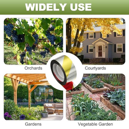 MECCANIXITY 164ft Long 1" Wide Yellow/Silver Dual Side Reflective Holographic Flash Bird Scare Tape Ribbon to Keep Birds Away, Hang Tie on Garden Farm Orchards Balcony Patio Yard Fence - color: Yellow Silver, size: 164ft x 0.94in