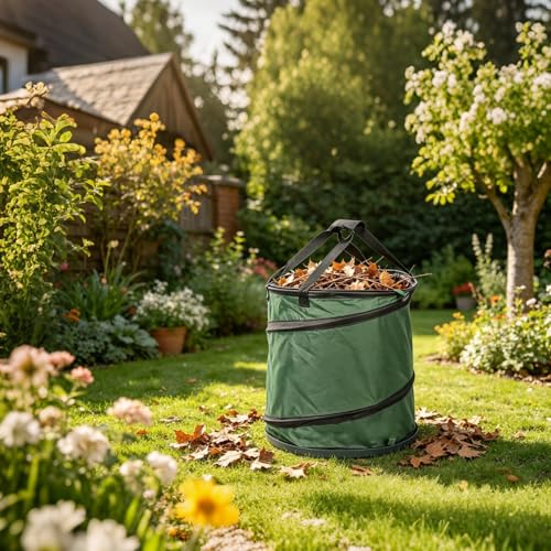 44 Gallon Collapsible Yard Waste Bag with Hardshell Bottom Pop-Up Trash Can
