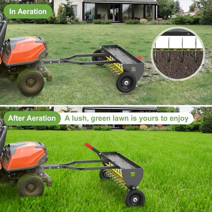 Seeutek 40Inch Tow Behind Spike Aerator - Heavy Duty Rolling Lawn Aerators