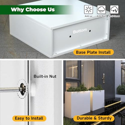 Metal Rectangular Planter Box 24" L x 10" W x 24" H White Metal Planter Box - color: White, size: 24*10*24