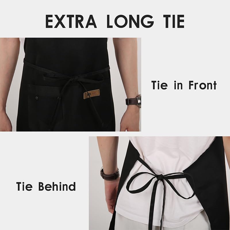 Apron for Women with Pockets, Initail Gardening Apron with Adjustable Straps, Large Pockets & Cross Back Design - color: Bk-s