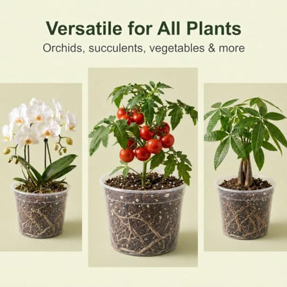 24 Pack 6/8/10 Inch Clear Nursery Pots with Drainage, Large Clear Plant Pot