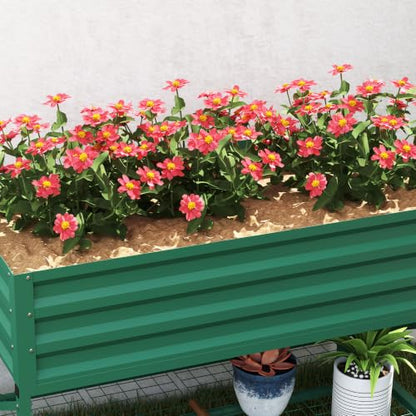 Outsunny Raised Garden Bed with Galvanized Steel Frame, Green - color: Green