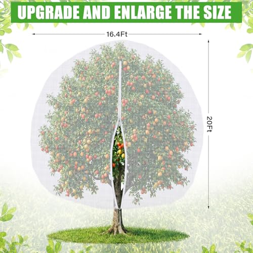 1 Pcs Large Fruit Tree Netting 20 X 16.4 Ft with Zipper Drawstring - size: 20 x 16.4 ft