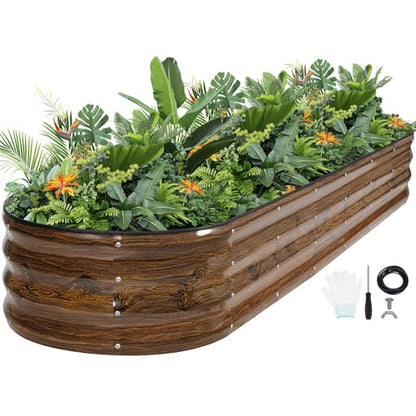 G GOOD GAIN Raised Garden Beds Galvanized, Metal Planter Boxes Kit, Grain - color: Grain, size: 8×2×1ft (1 Pack)