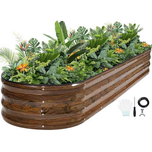 G GOOD GAIN Raised Garden Beds Galvanized, Metal Planter Boxes Kit, Grain - color: Grain, size: 8×2×1ft (1 Pack)