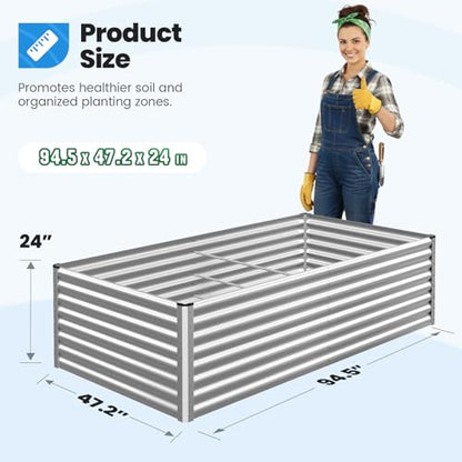 Quictent Galvanized Tall Raised Garden Bed 8x4x2 Ft - color: Silver, size: 8x4x2 ft