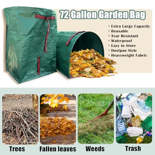 Ideal Swan 72 Gallon Reusable Yard Leaf Bag Holder, 2 Pack Waste Collector